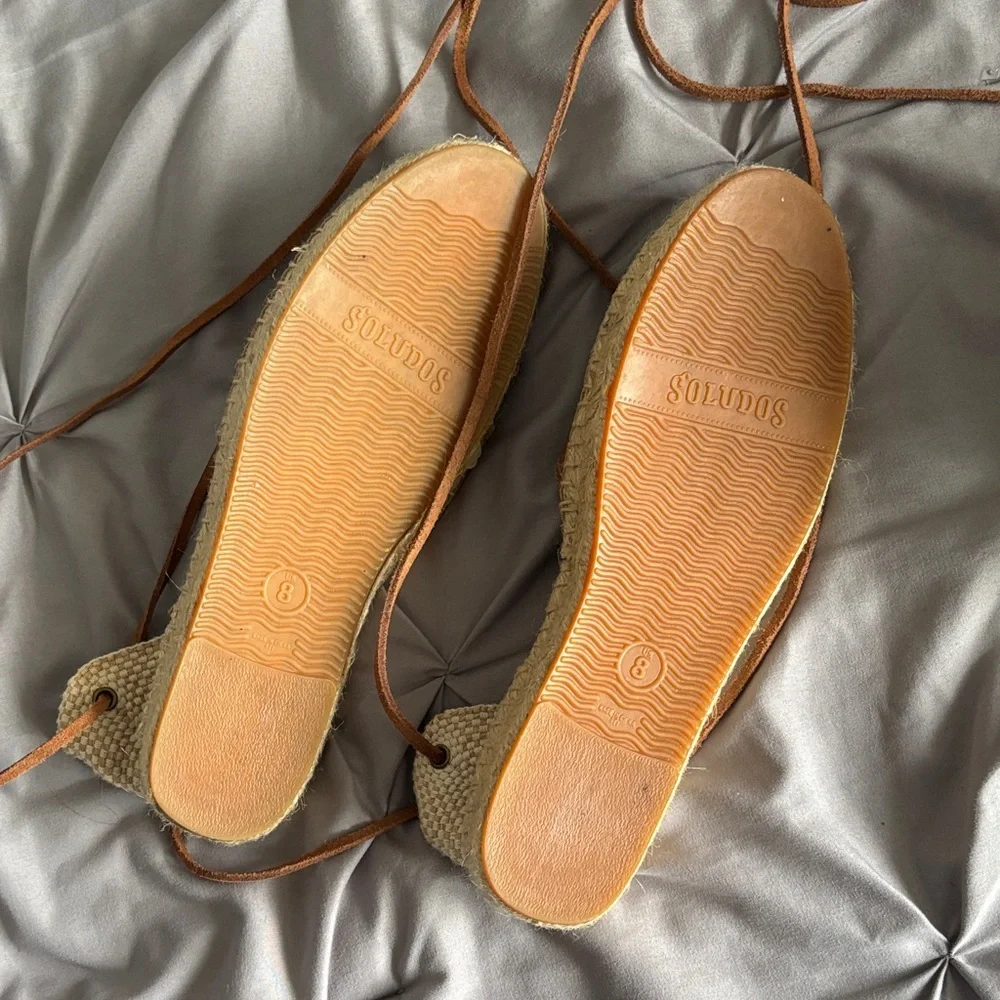 Soludos Tan Leather Lace-Up Espadrilles